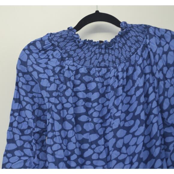 Loft Petite Women Blue Dress XSP Petites Cheetah Print Spot - Picture 9 of 13